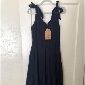 Navy Tiered MIDI Dress